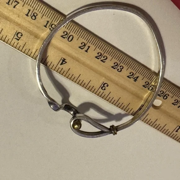 925 Sterling silver MEXICO hook and eye two tone bangle bracelet - Picture 7 of 16